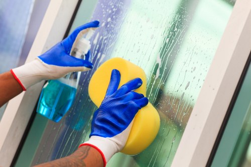 Technician cleaning a built-in oven in a London flat