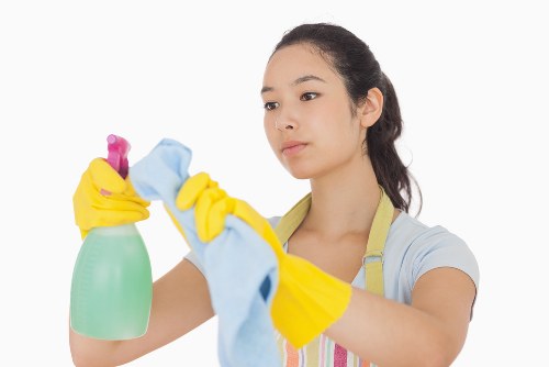 Deep cleaning kitchen surfaces in a London property