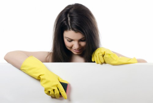 Local cleaners working in a London apartment building